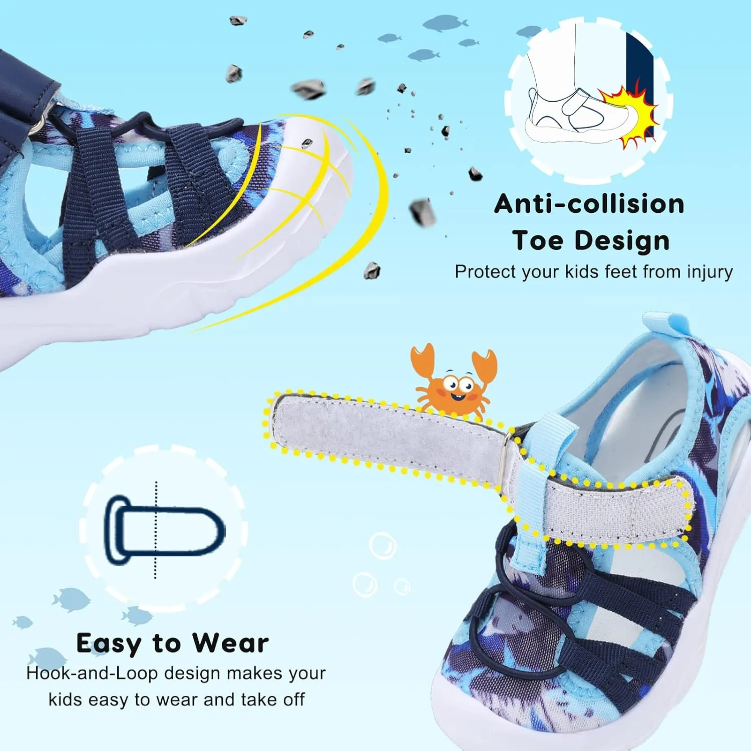 JOINFREE Toddler Boys Girls Water Shoes Breathable Qucik Dry Sport Beach Sandals Lightweight Barefoot Flexible