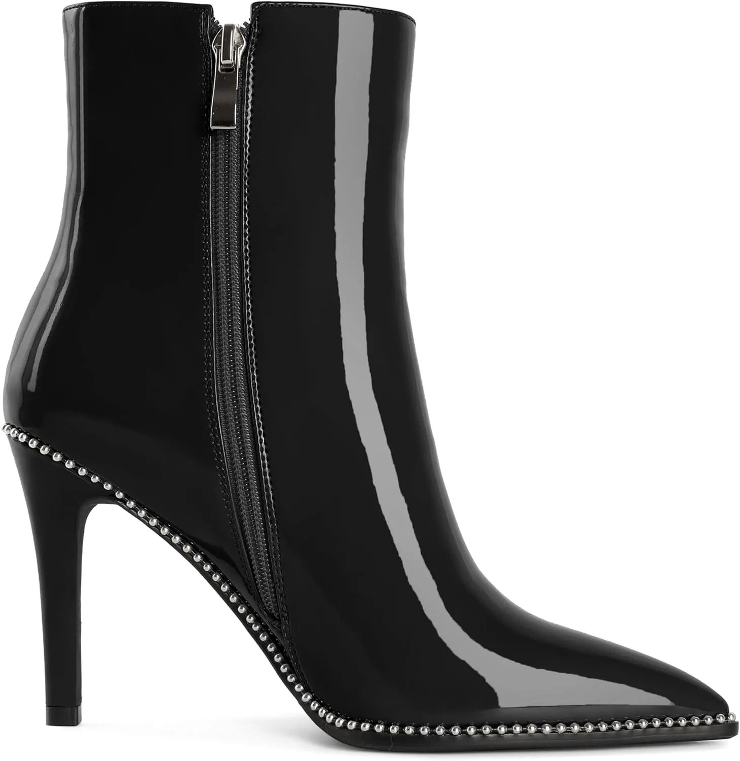 Joseywade Ankle Boots High Heel Boots Women Pointed Toe Stiletto Thin Slim Heel Booties Side Zipper Beaded Short Boots Shoes
