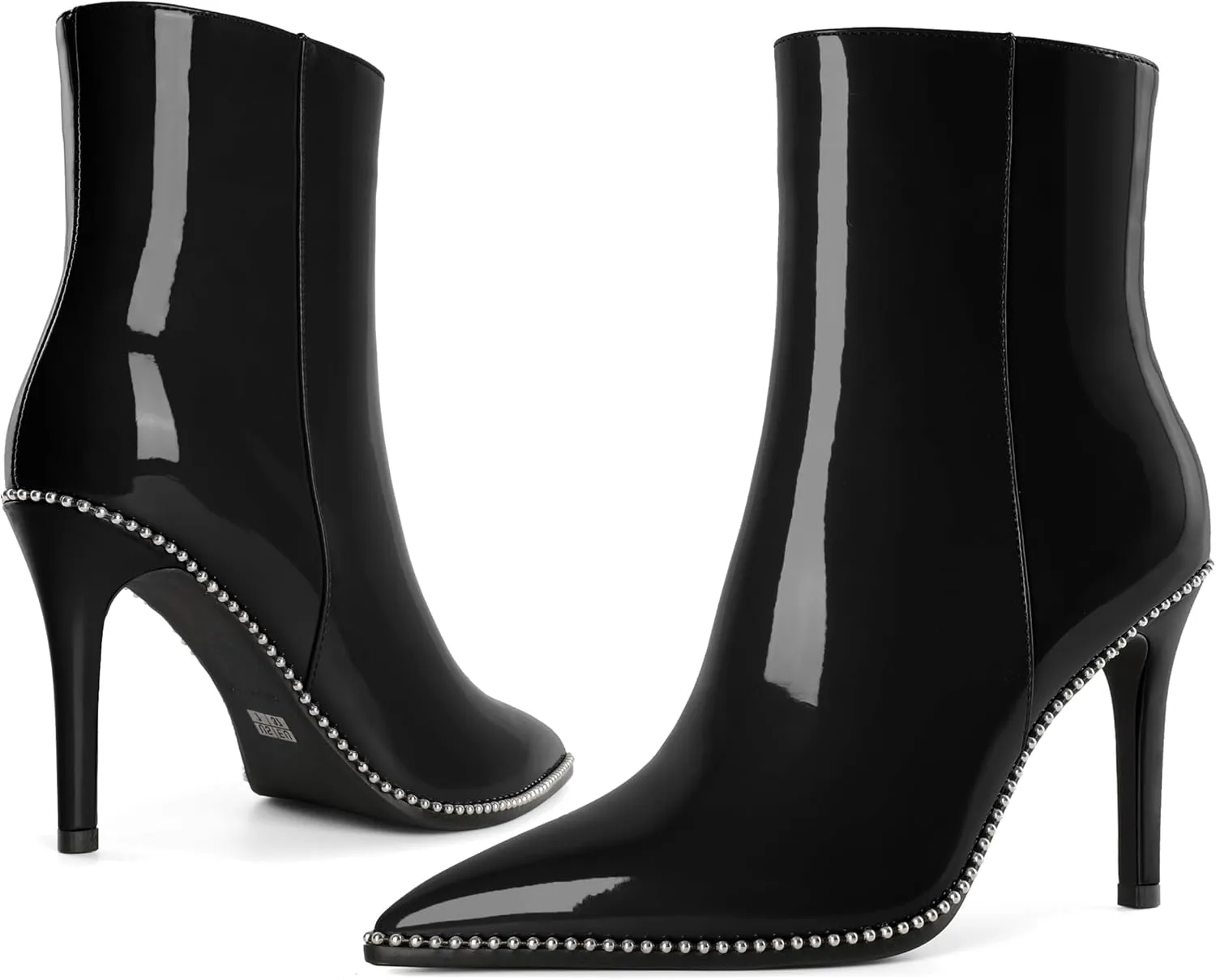 Joseywade Ankle Boots High Heel Boots Women Pointed Toe Stiletto Thin Slim Heel Booties Side Zipper Beaded Short Boots Shoes