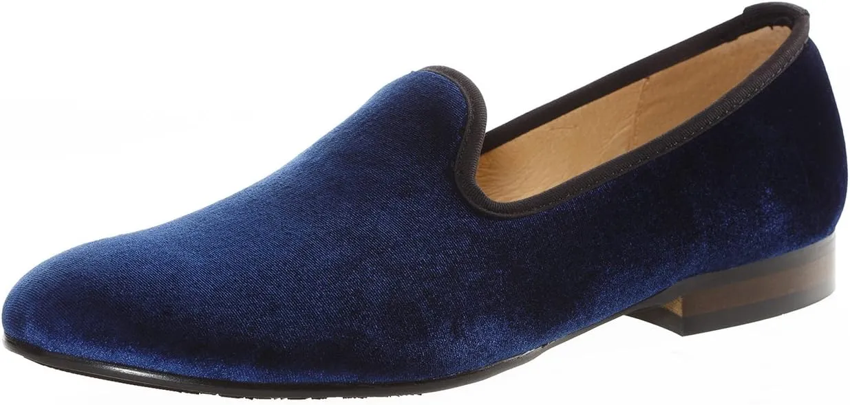 Journey West Men's Velvet Loafers Embroidery Slip-On Loafers Tuxedo Dress Shoes Smoking Slippers for Men