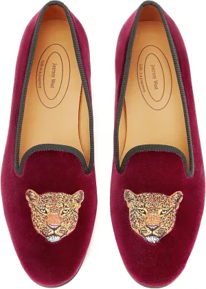 Journey West Men's Velvet Loafers Embroidery Slip-On Loafers Tuxedo Dress Shoes Smoking Slippers for Men
