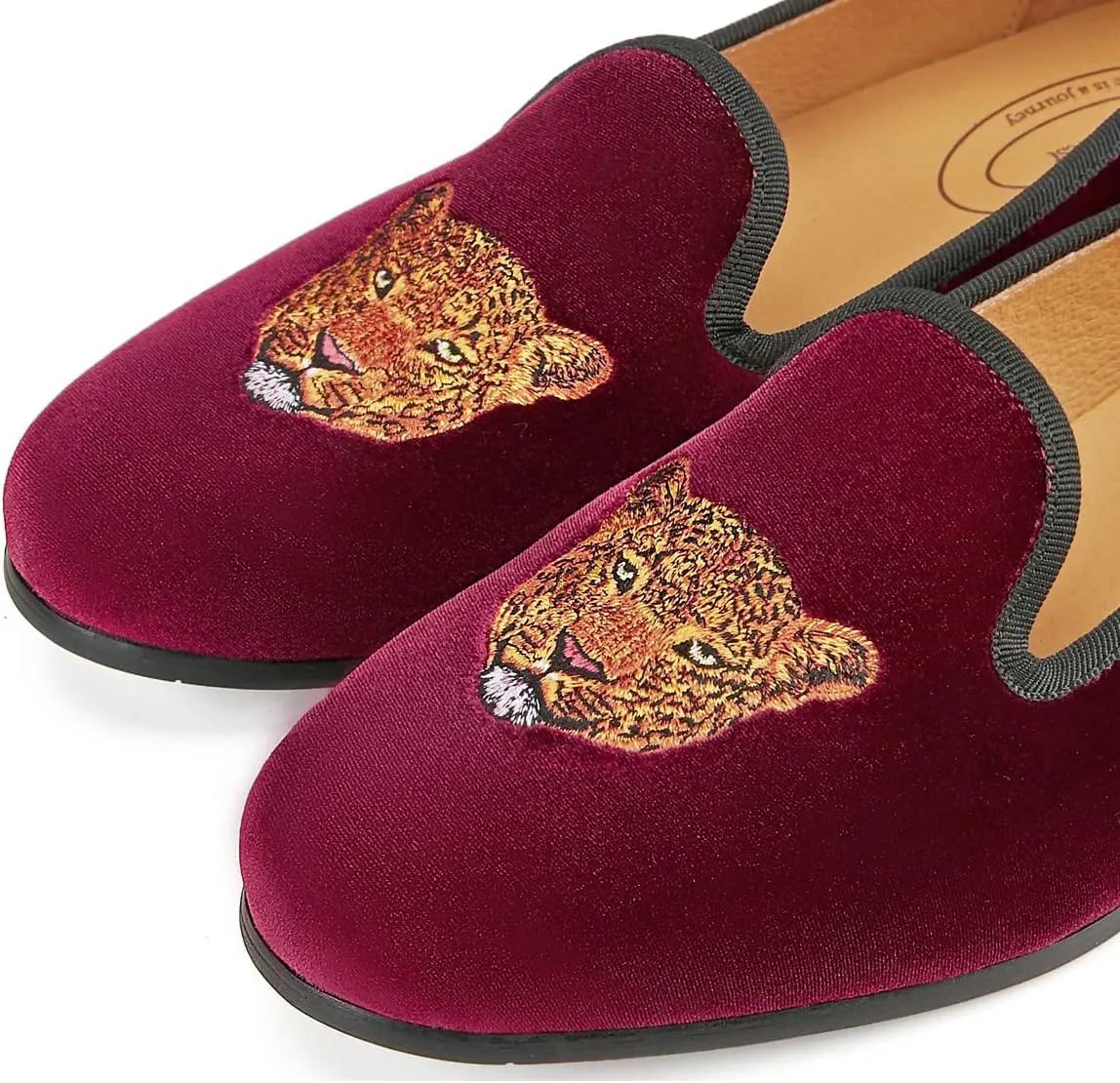 Journey West Men's Velvet Loafers Embroidery Slip-On Loafers Tuxedo Dress Shoes Smoking Slippers for Men