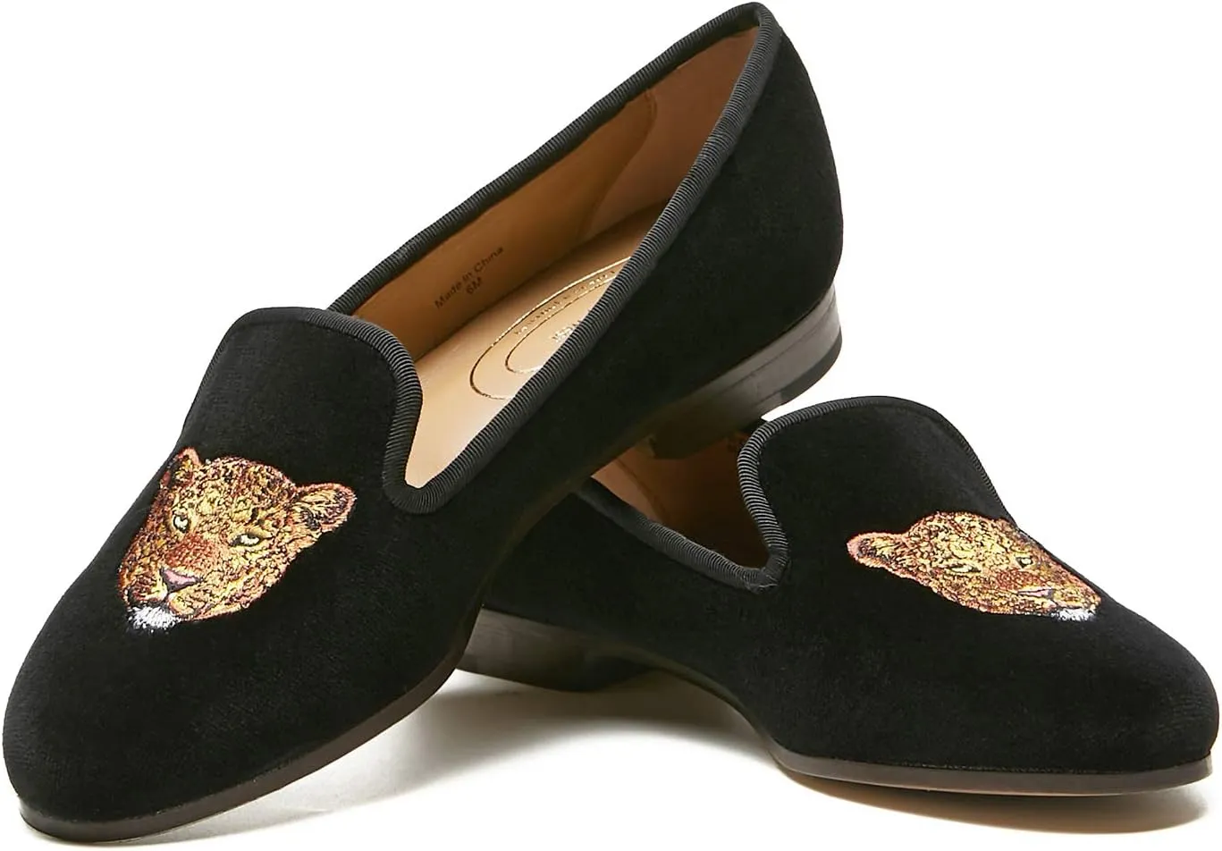 Journey West Women's Velvet Loafer Flat with Embroidery Velvet Slippers