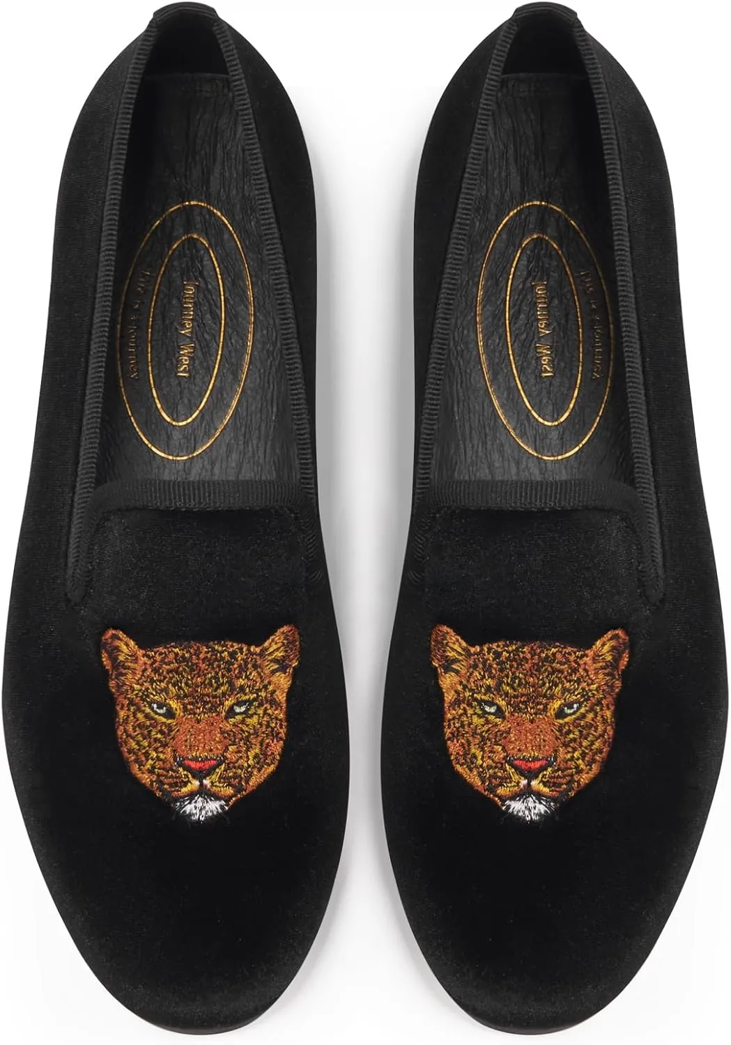 Journey West Women's Velvet Loafer Flat with Embroidery Velvet Slippers
