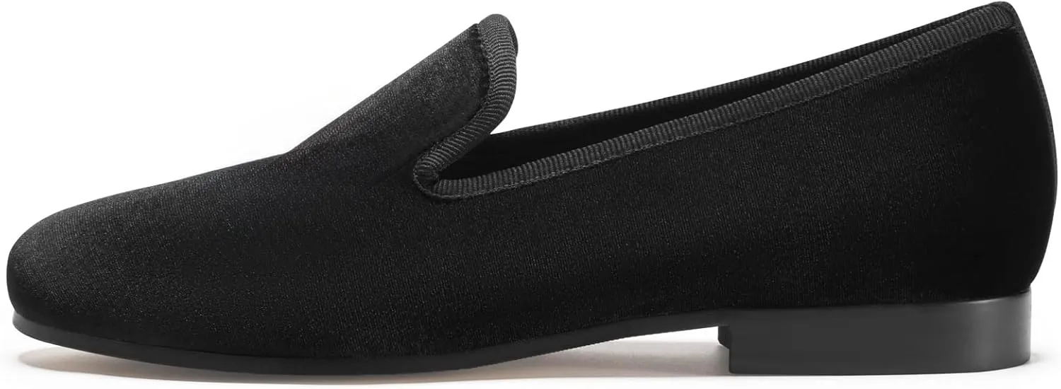 Journey West Women's Velvet Loafer Flat with Embroidery Velvet Slippers