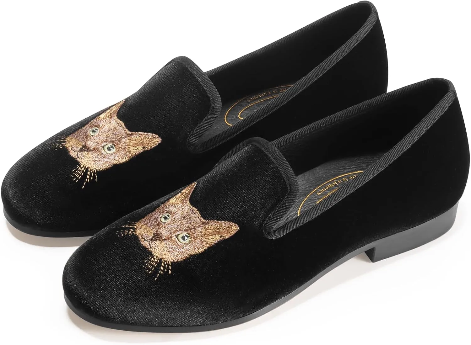 Journey West Women's Velvet Loafer Flat with Embroidery Velvet Slippers