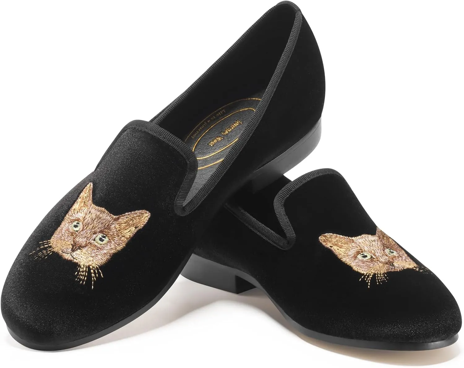 Journey West Women's Velvet Loafer Flat with Embroidery Velvet Slippers