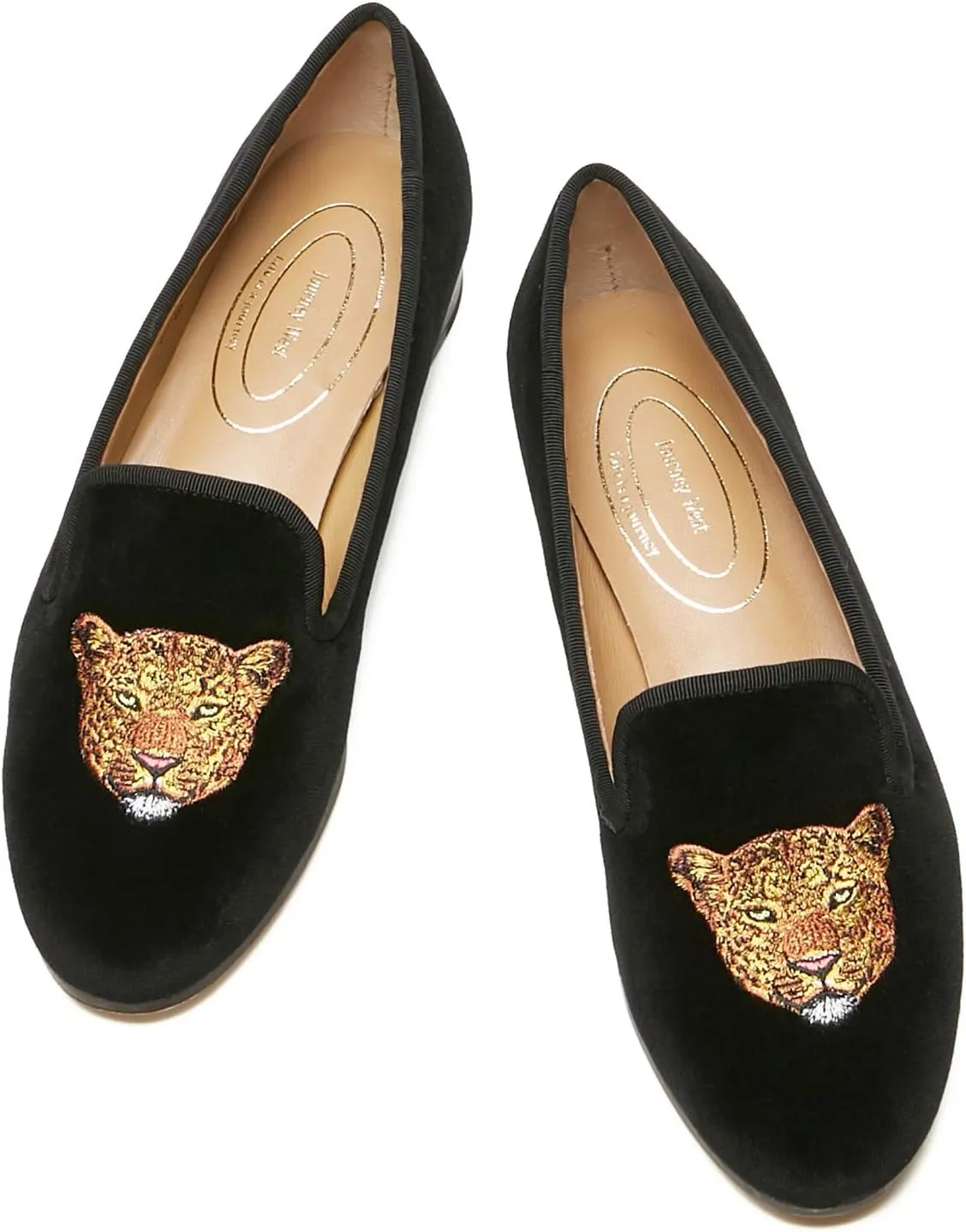 Journey West Women's Velvet Loafer Flat with Embroidery Velvet Slippers