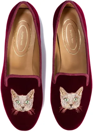 Journey West Women's Velvet Loafer Flat with Embroidery Velvet Slippers