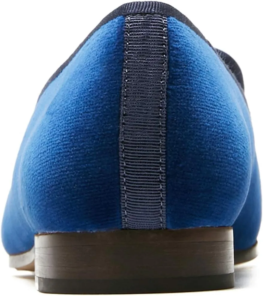Journey West Women's Velvet Loafer Flat with Embroidery Velvet Slippers