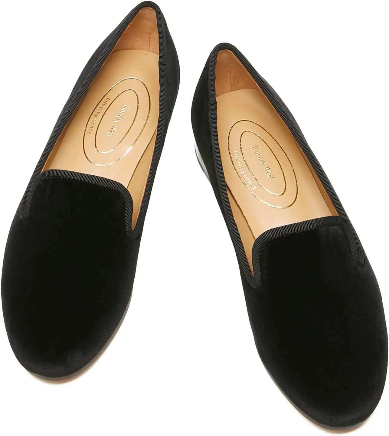 Journey West Women's Velvet Loafer Flat with Embroidery Velvet Slippers