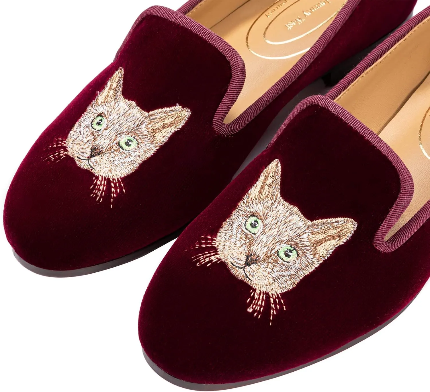 Journey West Women's Velvet Loafer Flat with Embroidery Velvet Slippers