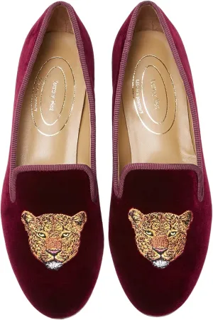 Journey West Women's Velvet Loafer Flat with Embroidery Velvet Slippers