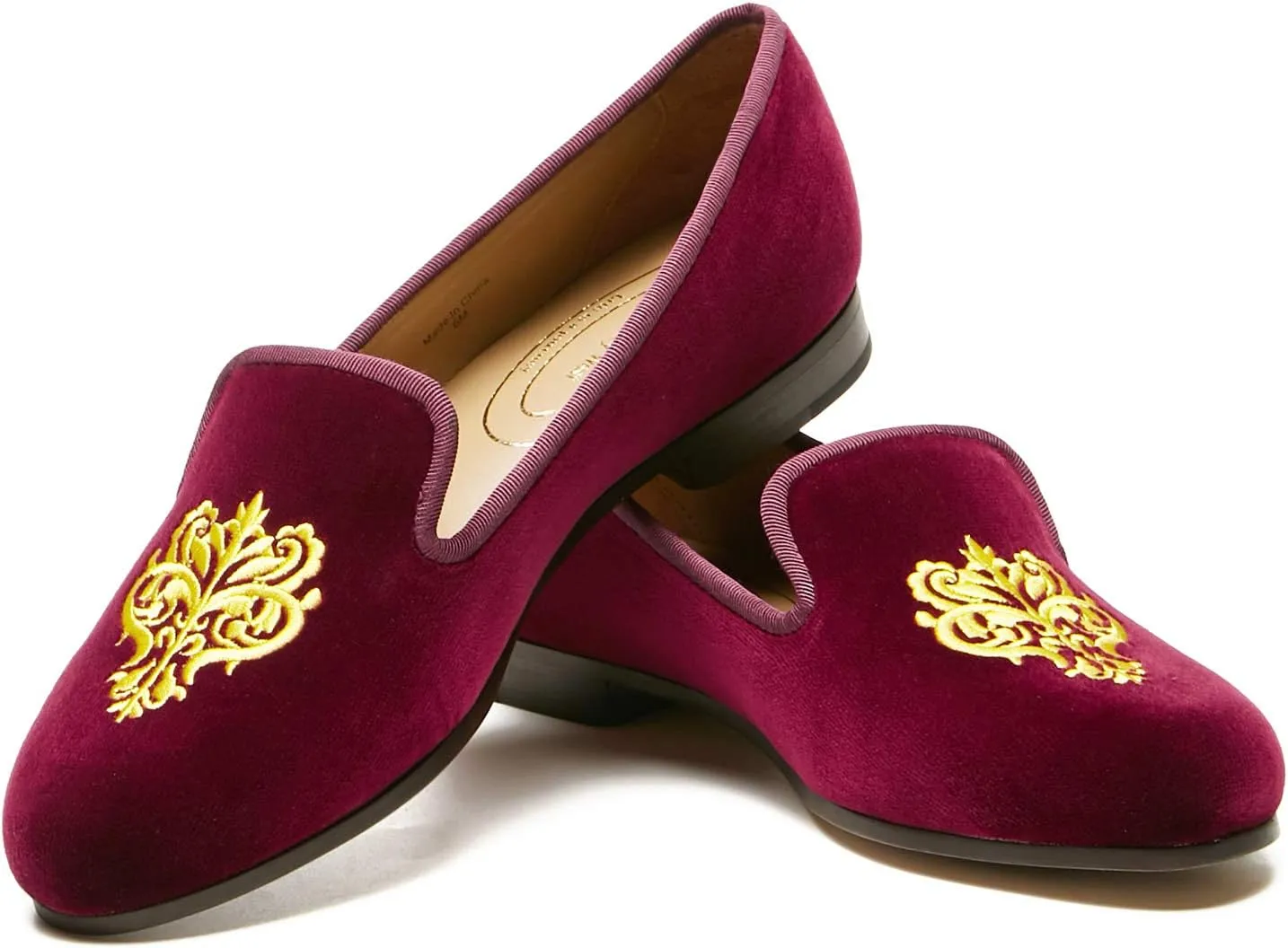 Journey West Women's Velvet Loafer Flat with Embroidery Velvet Slippers