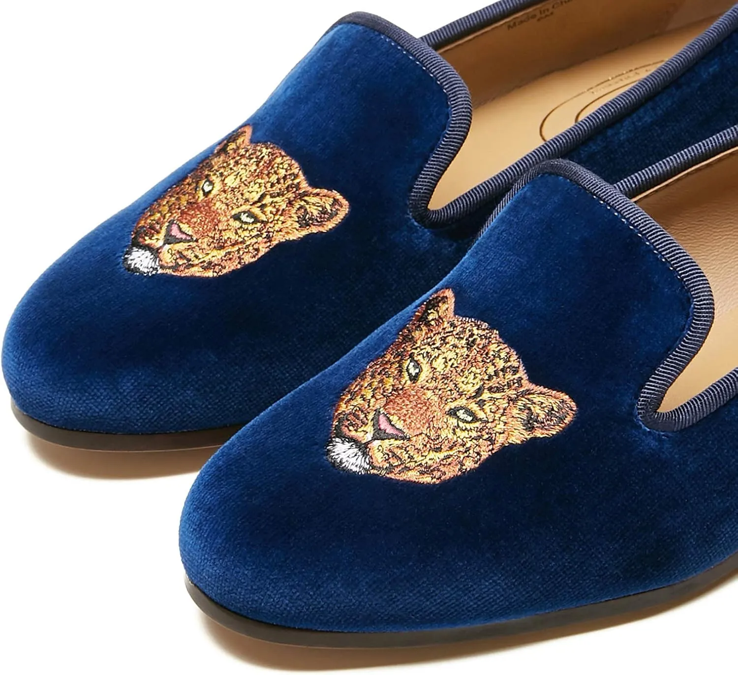 Journey West Women's Velvet Loafer Flat with Embroidery Velvet Slippers