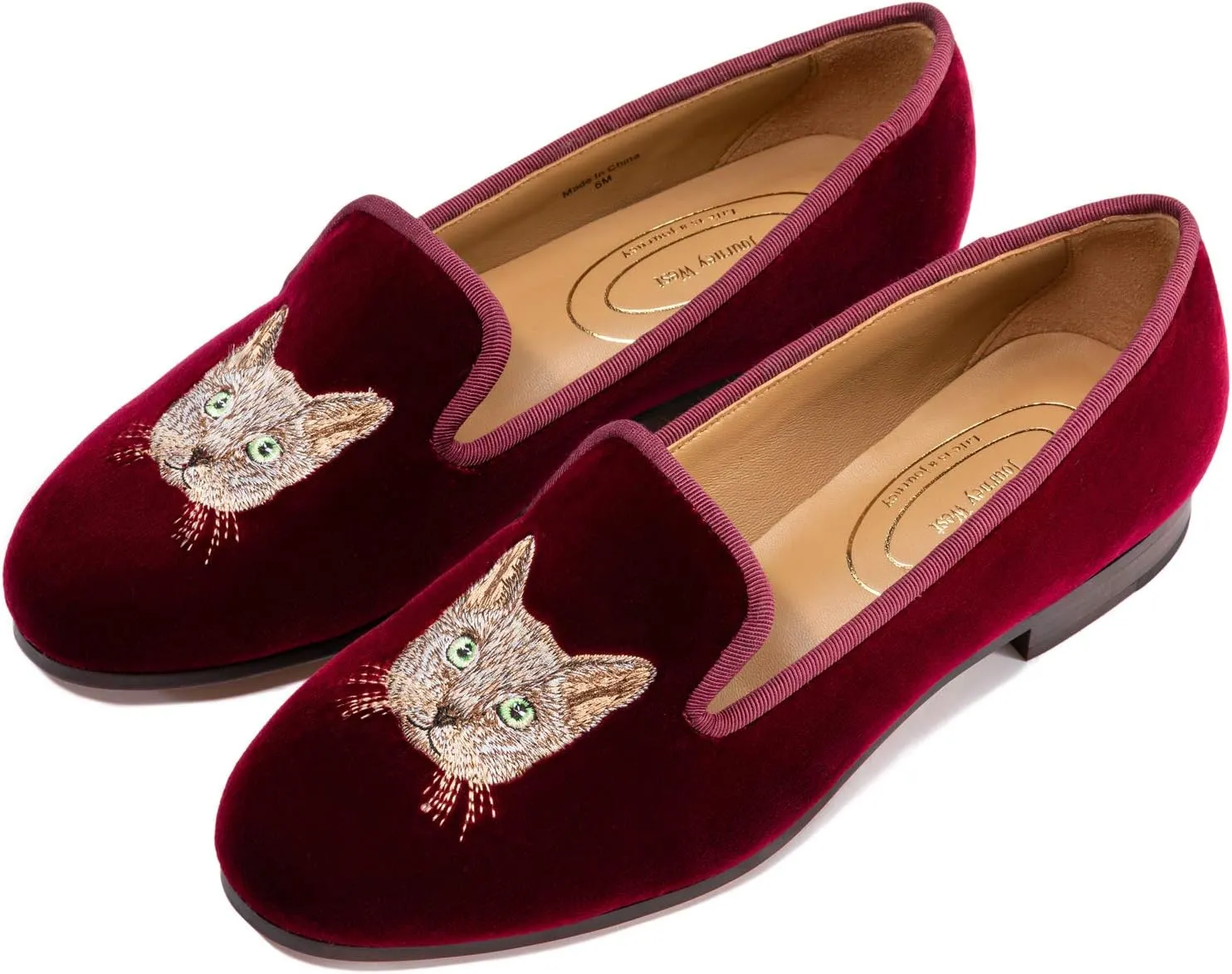 Journey West Women's Velvet Loafer Flat with Embroidery Velvet Slippers
