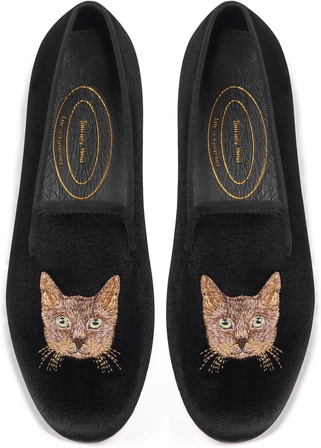 Journey West Women's Velvet Loafer Flat with Embroidery Velvet Slippers