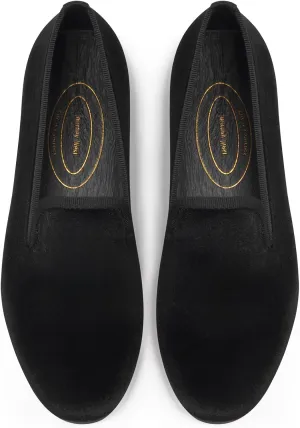 Journey West Women's Velvet Loafer Flat with Embroidery Velvet Slippers