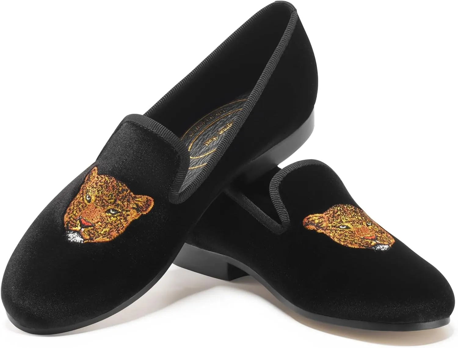 Journey West Women's Velvet Loafer Flat with Embroidery Velvet Slippers