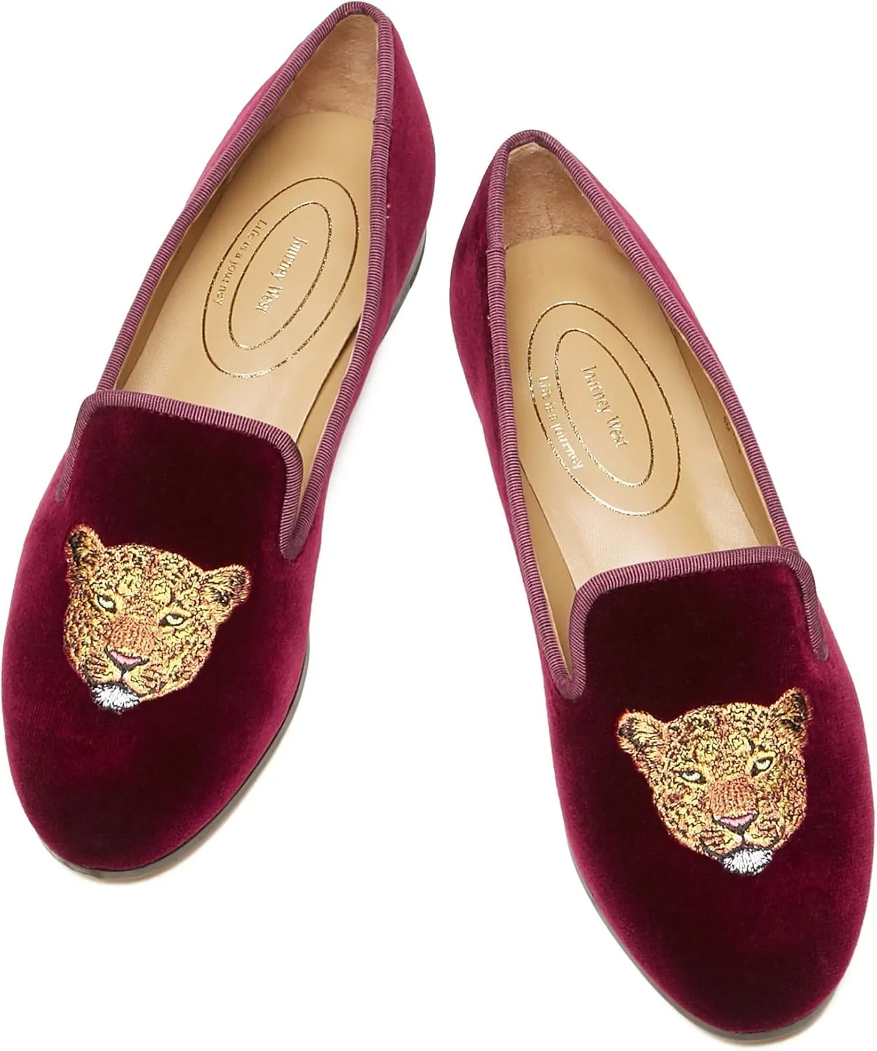 Journey West Women's Velvet Loafer Flat with Embroidery Velvet Slippers