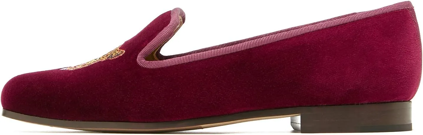 Journey West Women's Velvet Loafer Flat with Embroidery Velvet Slippers