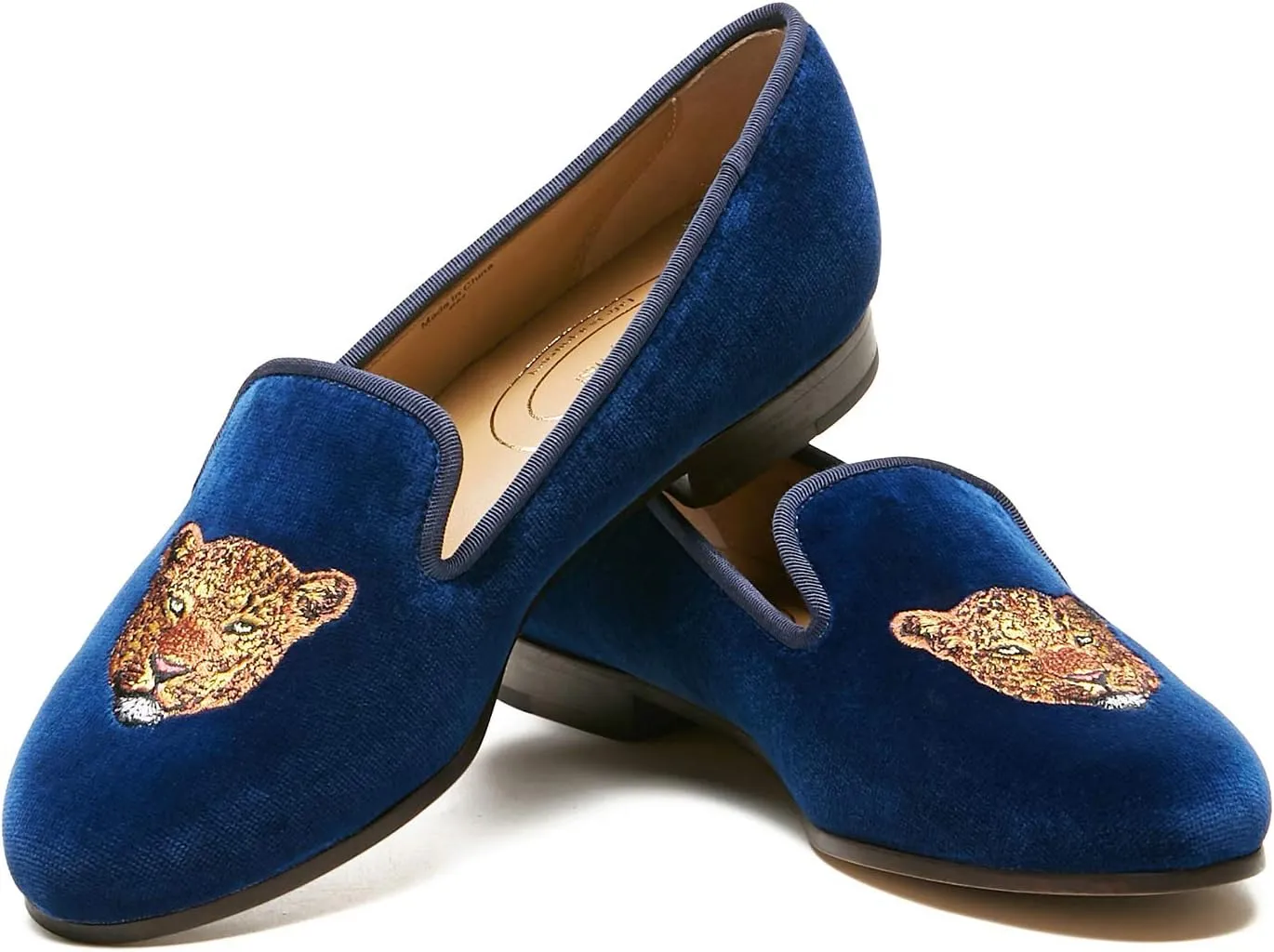 Journey West Women's Velvet Loafer Flat with Embroidery Velvet Slippers