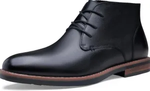 Jousen Men Chukka Boots Premium Leather Black Boots