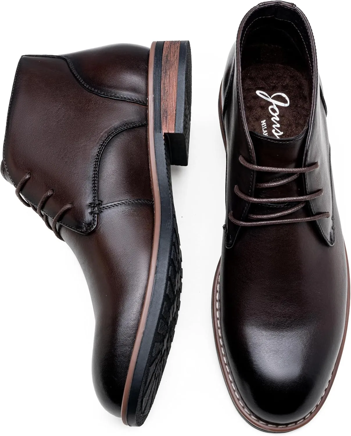 Jousen Men Chukka Boots Premium Leather Black Boots