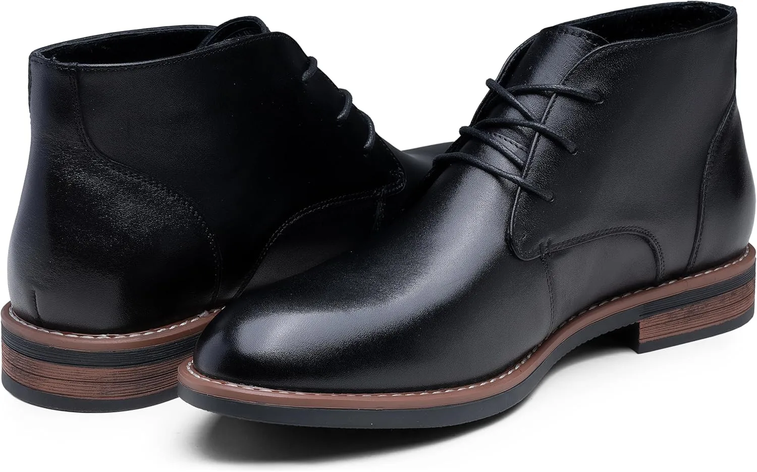 Jousen Men Chukka Boots Premium Leather Black Boots