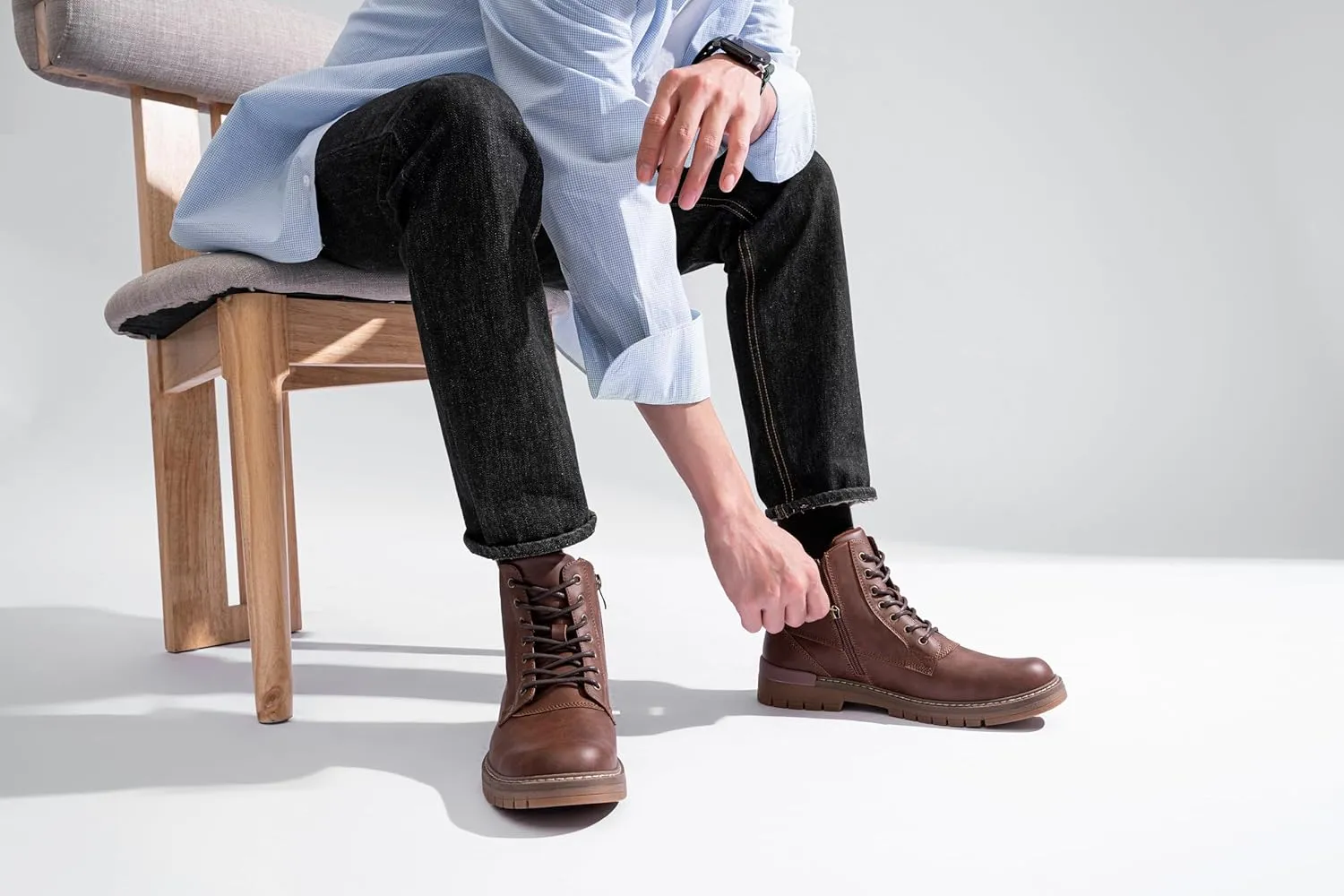 Jousen Mens Boots Fashion Casual Boot Hiking Zipper Chukka Boots for Men