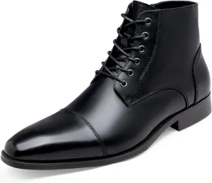 Jousen Mens Boots Leather Dress Boots for Mens Cap-Toe Fashion Boots for Men