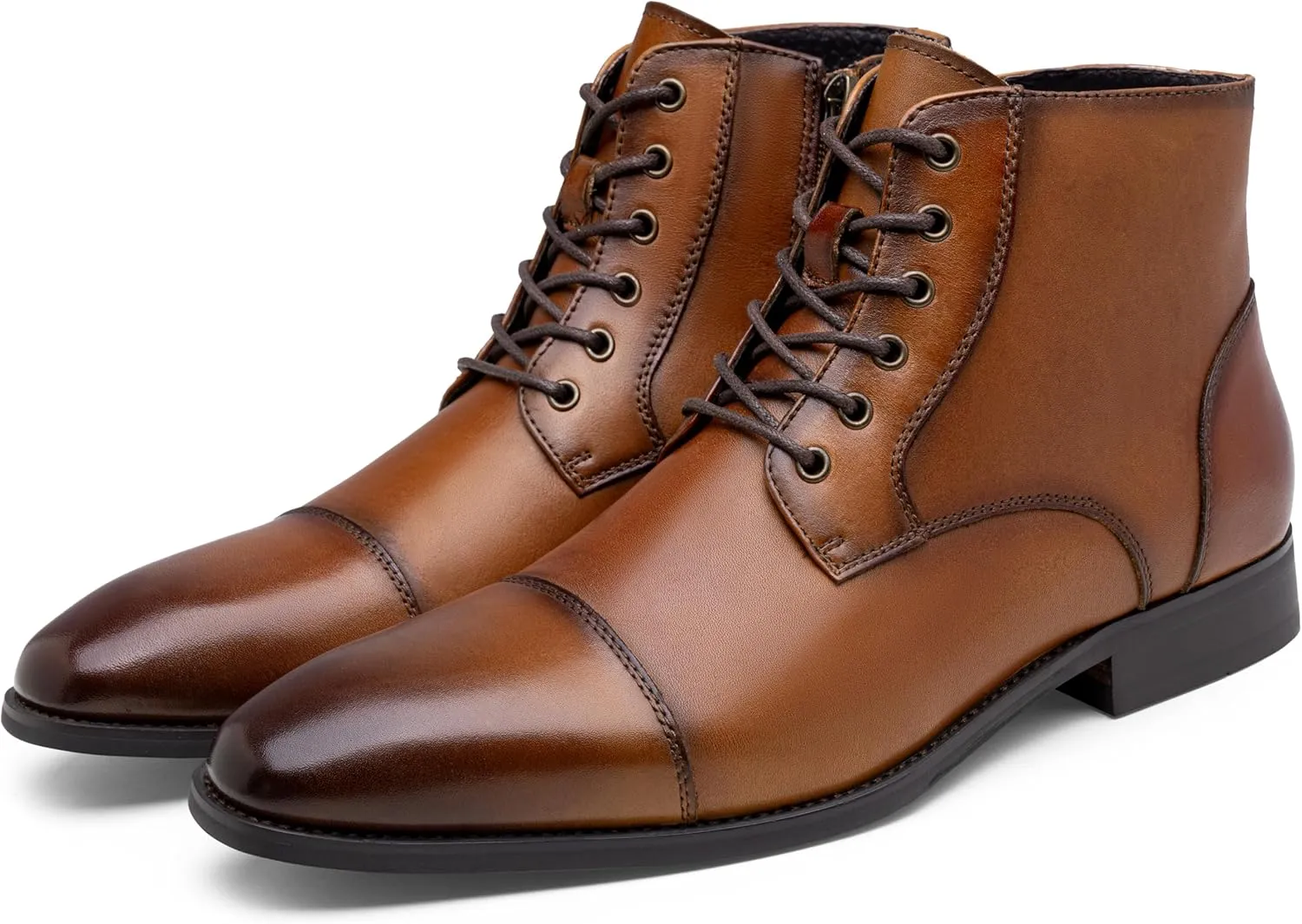 Jousen Mens Boots Leather Dress Boots for Mens Cap-Toe Fashion Boots for Men