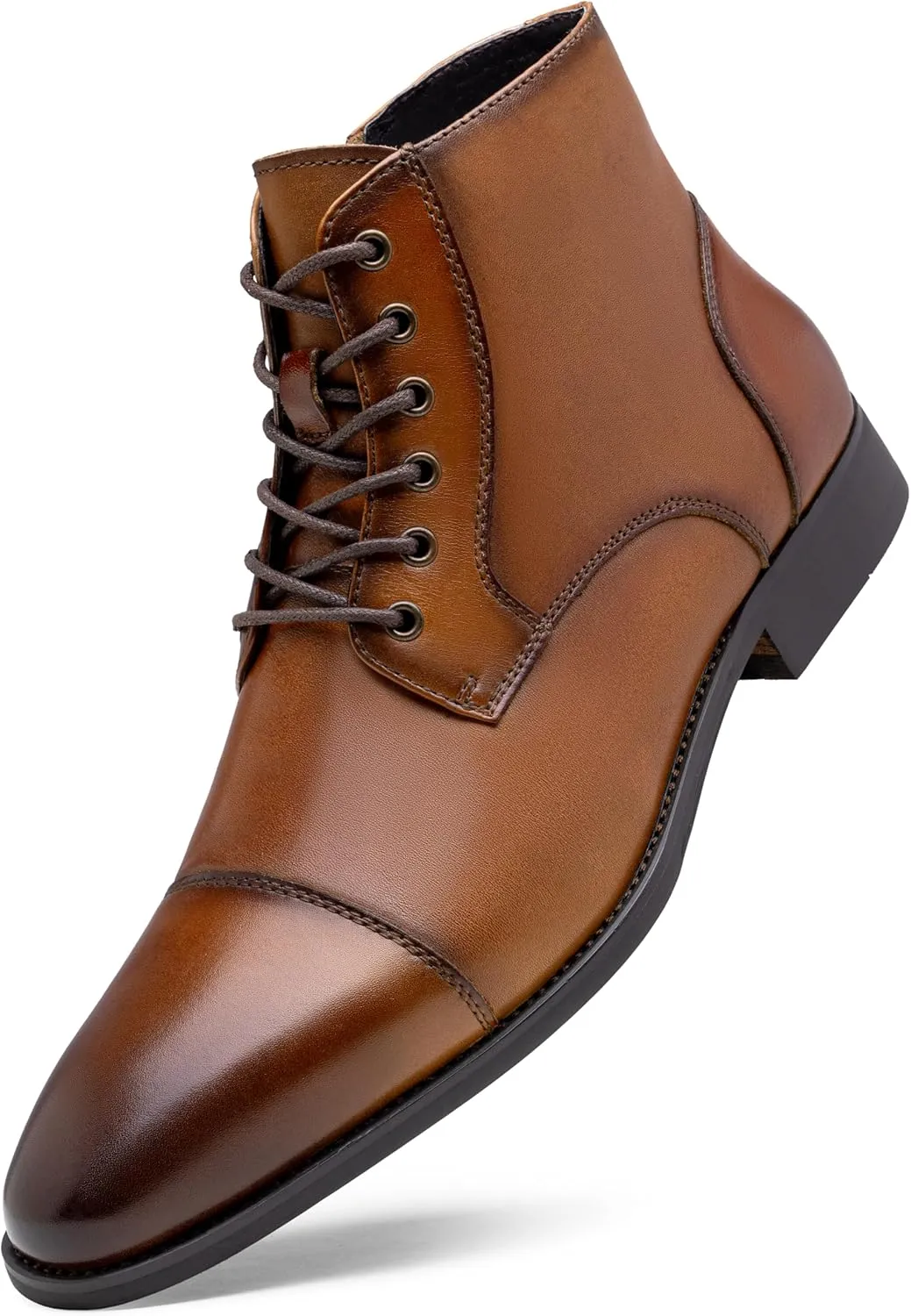 Jousen Mens Boots Leather Dress Boots for Mens Cap-Toe Fashion Boots for Men