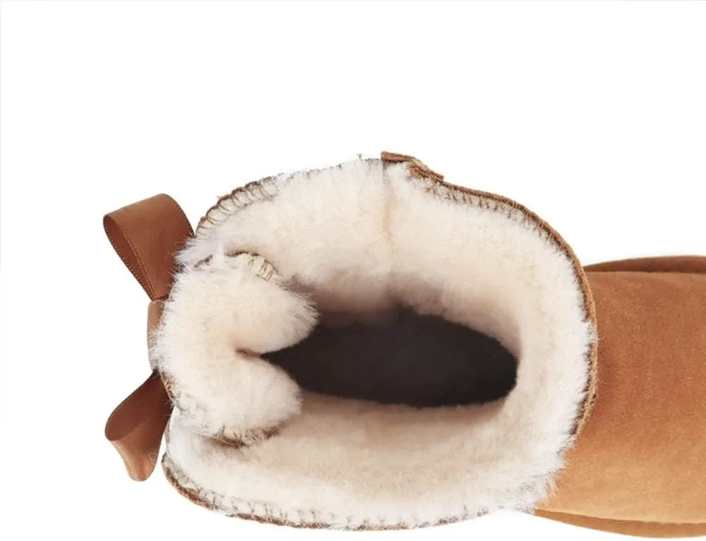 JOY IN LOVE Women's Snow Boots for Winter Mid-Calf high Back Bows