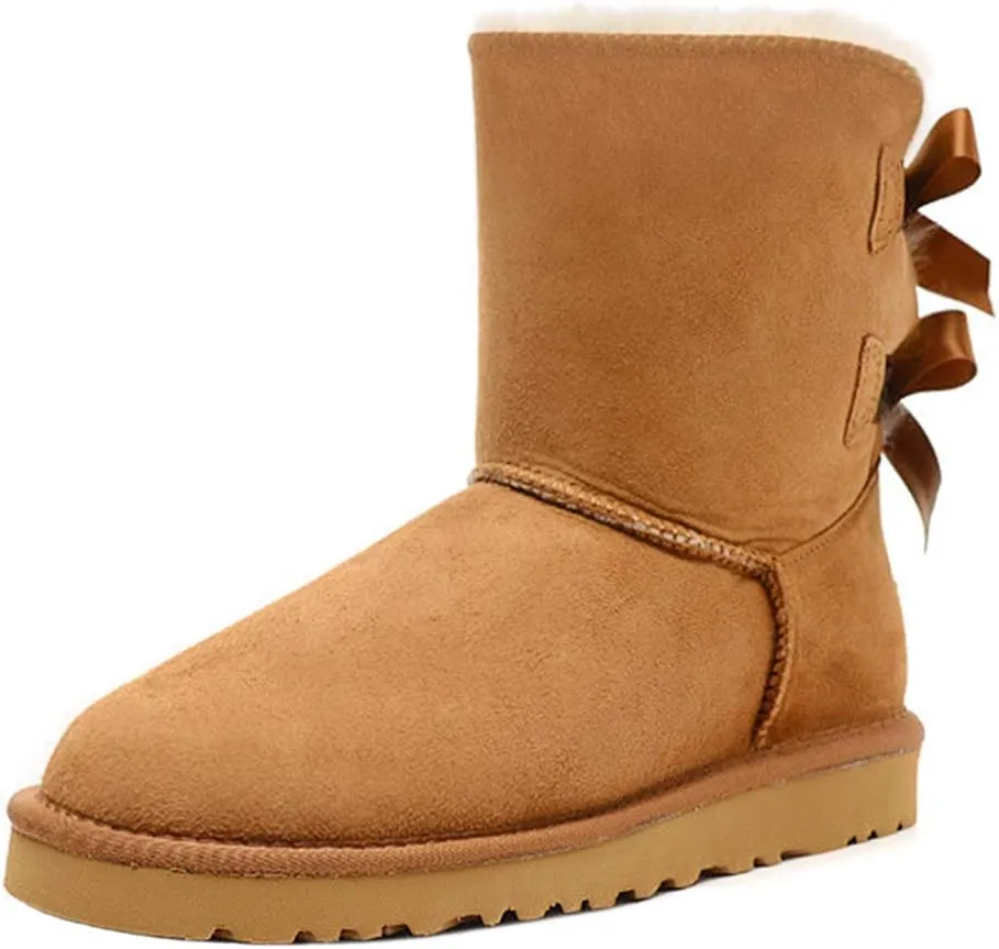 JOY IN LOVE Women's Snow Boots for Winter Mid-Calf high Back Bows