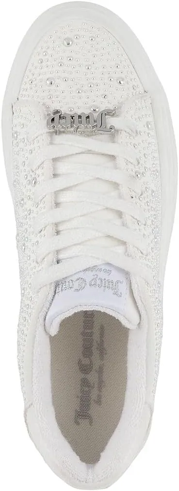 Juicy Couture Women's Classic Lace-Up & Sparkle Pearl Sneakers - Casual Chic, Bling, and Bedazzled