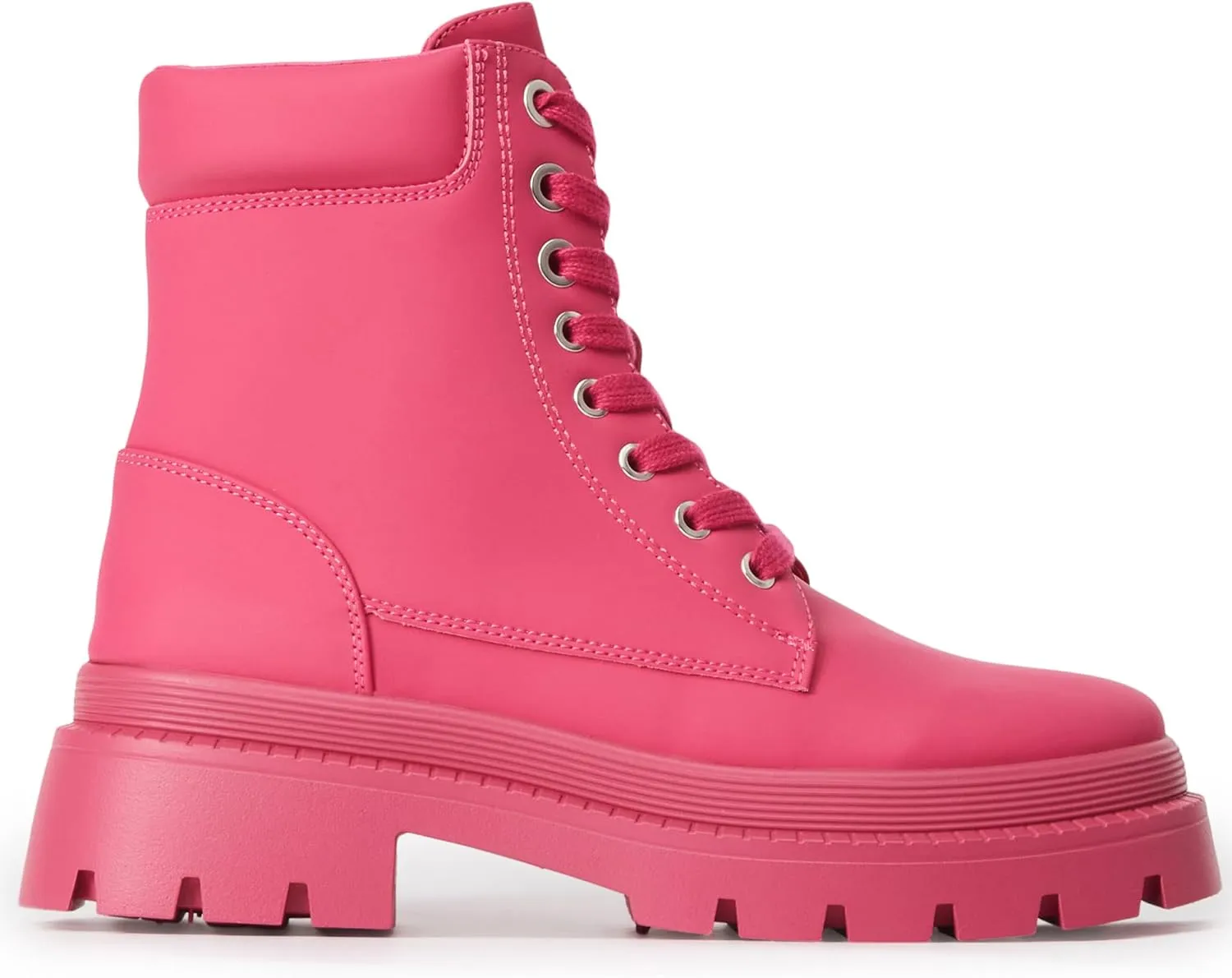 JustFab Women's Fashion Platform Combat Boots Lace Up Low Chunky Heel Ankle Booties Shoes - Tevos