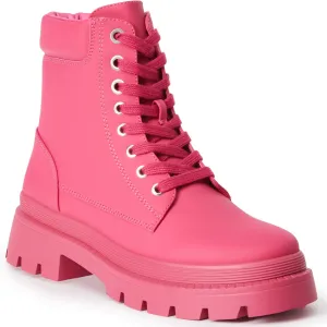 JustFab Women's Fashion Platform Combat Boots Lace Up Low Chunky Heel Ankle Booties Shoes - Tevos