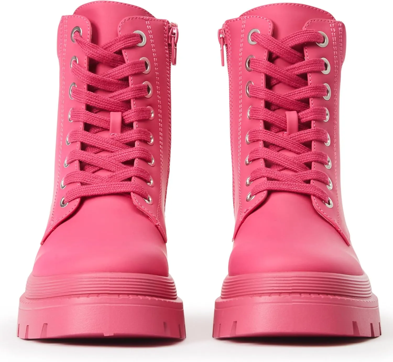 JustFab Women's Fashion Platform Combat Boots Lace Up Low Chunky Heel Ankle Booties Shoes - Tevos