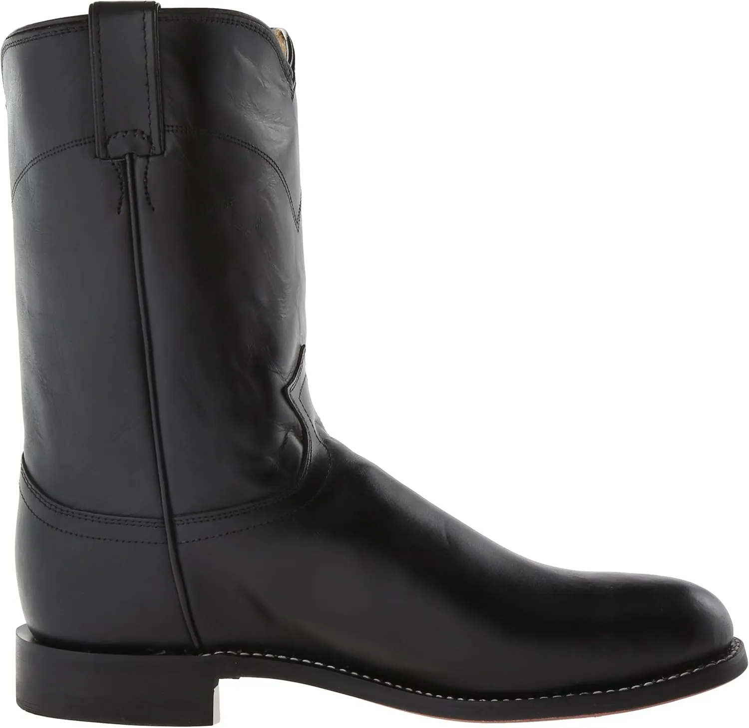 Justin Jackson 10" Roper Cowboy Boots for Men - Round Toe Full-Grain Leather Upper, J-Flex Comfort System, and Hand-Nailed Leather Outsole