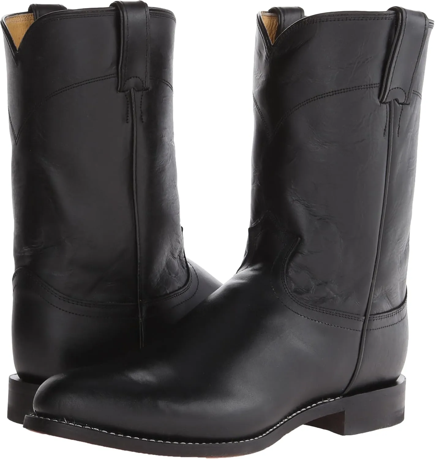 Justin Jackson 10" Roper Cowboy Boots for Men - Round Toe Full-Grain Leather Upper, J-Flex Comfort System, and Hand-Nailed Leather Outsole