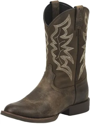 Justin Mens Stampede Round Toe Brown Boots