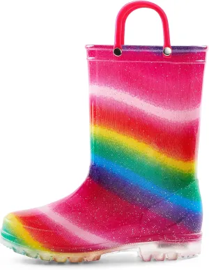 K KomForme Girls Boys Rain Boots Waterproof with Easy on Handles for Toddler/Little Kid/Big Kid