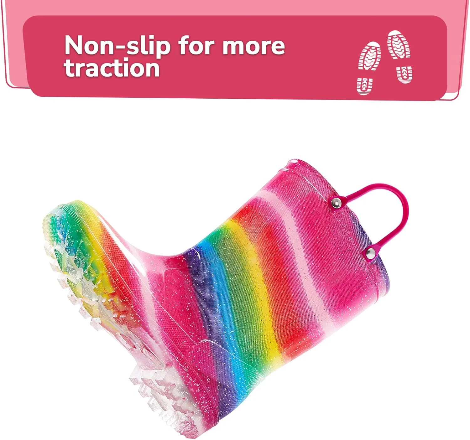 K KomForme Girls Boys Rain Boots Waterproof with Easy on Handles for Toddler/Little Kid/Big Kid