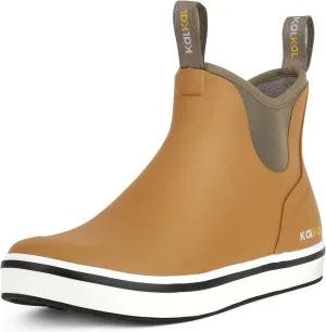 Kalkal Men's Deck Boots Anti-Slip Saltwater Fishing Rain Boots with Memory Foam, Waterproof Rubber Ankle Work Boots for Sailing (Size 7-14)
