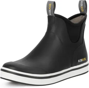 Kalkal Men's Deck Boots Anti-Slip Saltwater Fishing Rain Boots with Memory Foam, Waterproof Rubber Ankle Work Boots for Sailing (Size 7-14)