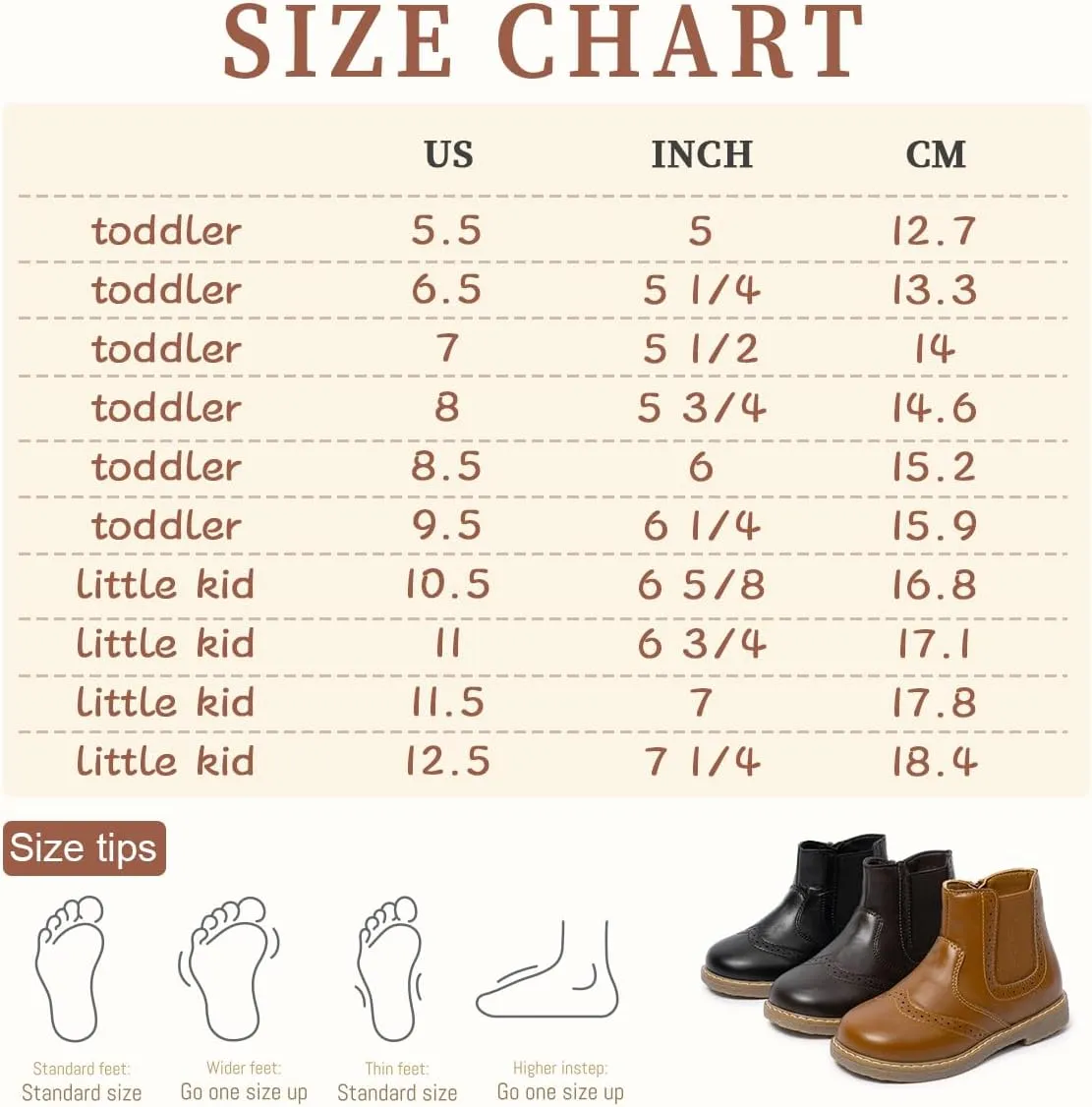 Kannior Boys Hiking Snow Boots Little Kid High Top Dress Shoes Toddler Lace Up Non-Slip Texture Sole Loafer Ankle Flats PU Leather Classic Casual Walking Work Boot(Toddler/Little Kid)