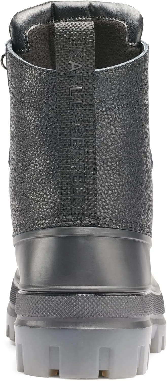 Karl Lagerfeld Paris Men's Mid Height Performance Polar Fleece Lining & Translucent Sole Boot Combat