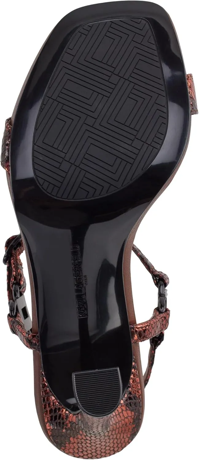 KARL LAGERFELD womens Cybil Evening Ankle Strap Heeled Sandal