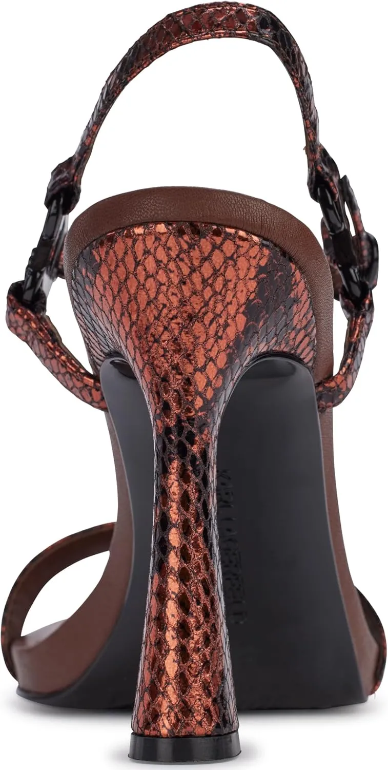 KARL LAGERFELD womens Cybil Evening Ankle Strap Heeled Sandal